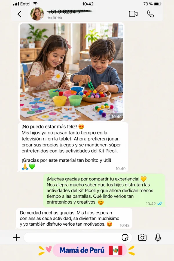 Testimonio de WhatsApp de una mamá de Perú